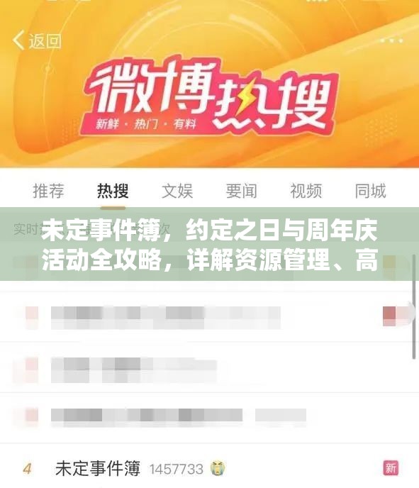 未定事件簿，約定之日與周年慶活動(dòng)全攻略，詳解資源管理、高效利用策略以避免浪費(fèi)