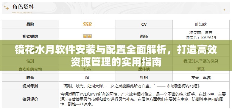 鏡花水月軟件安裝與配置全面解析，打造高效資源管理的實(shí)用指南