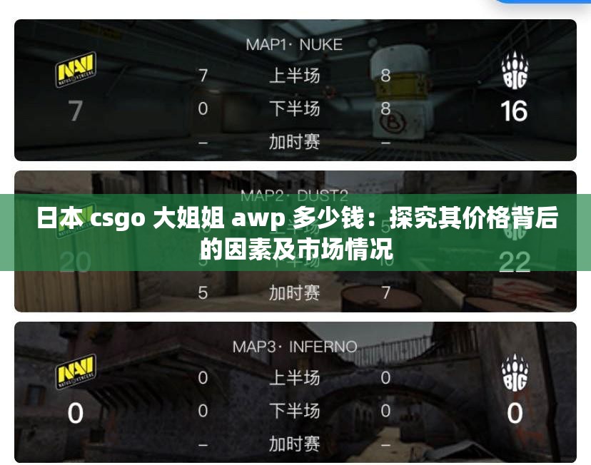 日本 csgo 大姐姐 awp 多少錢：探究其價(jià)格背后的因素及市場(chǎng)情況