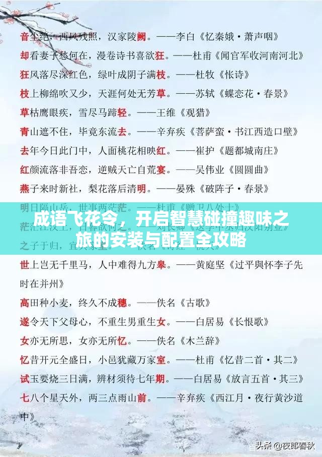 成語飛花令，開啟智慧碰撞趣味之旅的安裝與配置全攻略