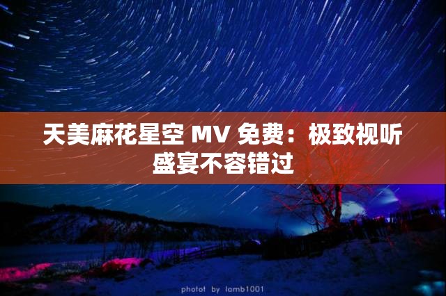 天美麻花星空 MV 免費(fèi)：極致視聽(tīng)盛宴不容錯(cuò)過(guò)