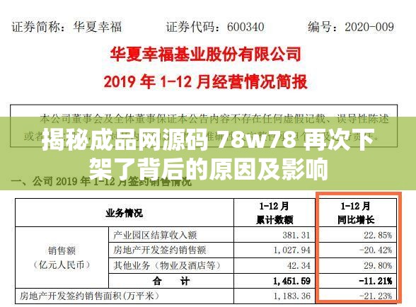 揭秘成品網(wǎng)源碼 78w78 再次下架了背后的原因及影響