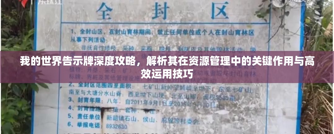 我的世界告示牌深度攻略，解析其在資源管理中的關(guān)鍵作用與高效運(yùn)用技巧