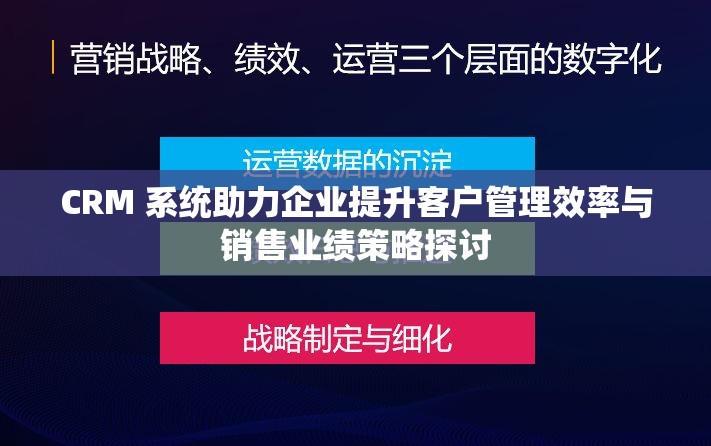 CRM 系統(tǒng)助力企業(yè)提升客戶管理效率與銷售業(yè)績策略探討