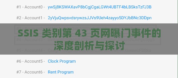 SSIS 類別第 43 頁網(wǎng)曝門事件的深度剖析與探討